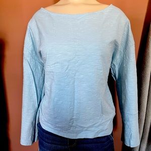 Blue 3/4 sleeve textured blouse